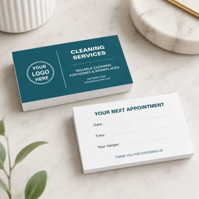 Modern Cleaning Services Logo Türkis Terminkarte (Modern Cleaning Services Logo Teal Appointment Card)