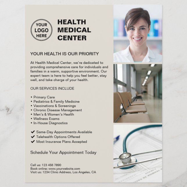 Modern Clinic Doctor Healthcare Custom Logo Flyer (Vorne)