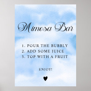 Modern Cloud Nine Brautparty Mimosa Bar Sign Poster