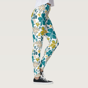 Modern Clover Kleeblatt Pattern St Patrick`s Day Leggings