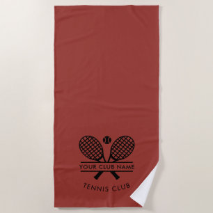 Modern Club Name Tennis Icons Custom Strandtuch