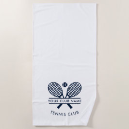 Modern Club Name Tennis Icons Navy Blue Custom Strandtuch