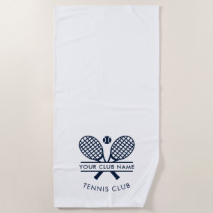 Modern Club Name Tennis Icons Navy Blue Custom Strandtuch