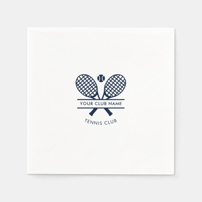 Modern Club Name Tennis Icons Navy Blue Logo Paper Serviette (Vorderseite)