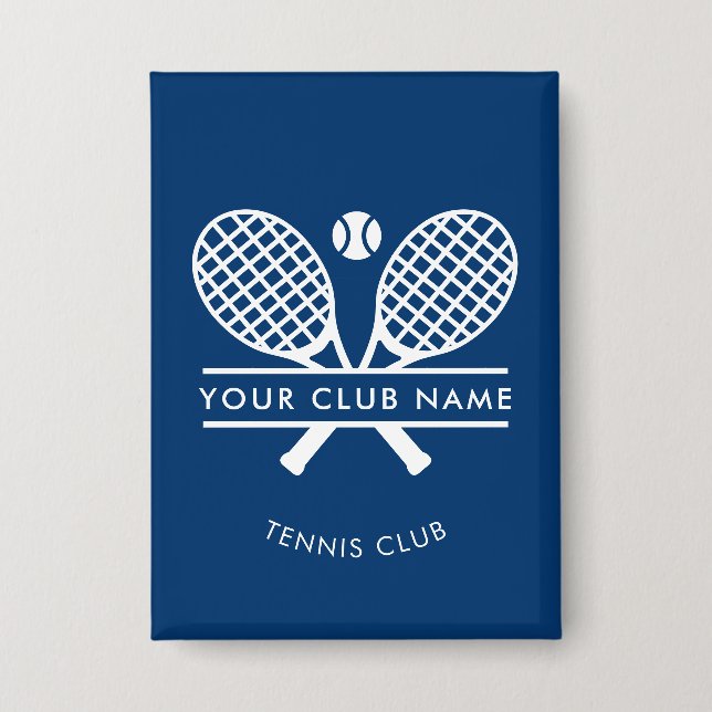 Modern Club Name Tennis Team Blue Custom Button (Vorderseite)