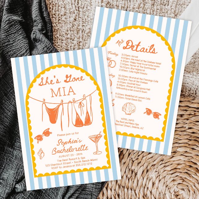 Modern Coastal Bachelorette Party Itinerary Einladung (Von Creator hochgeladen)