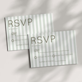 Modern Coastal Sage Green Stripes Wedding RSVP Karte