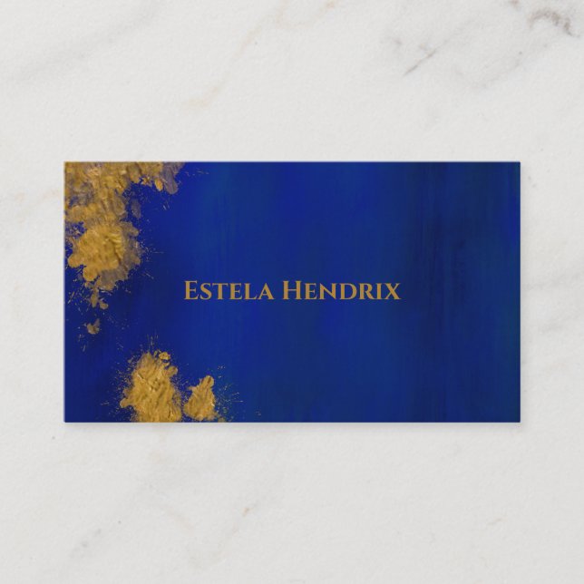 Modern Cobalt Blue Gold Spritzer Business Card Visitenkarte (Vorderseite)