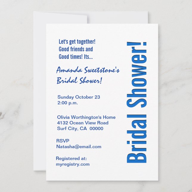 Modern Cobalt Blue Grunge Stars Brautparty V2 Einladung (Vorderseite)