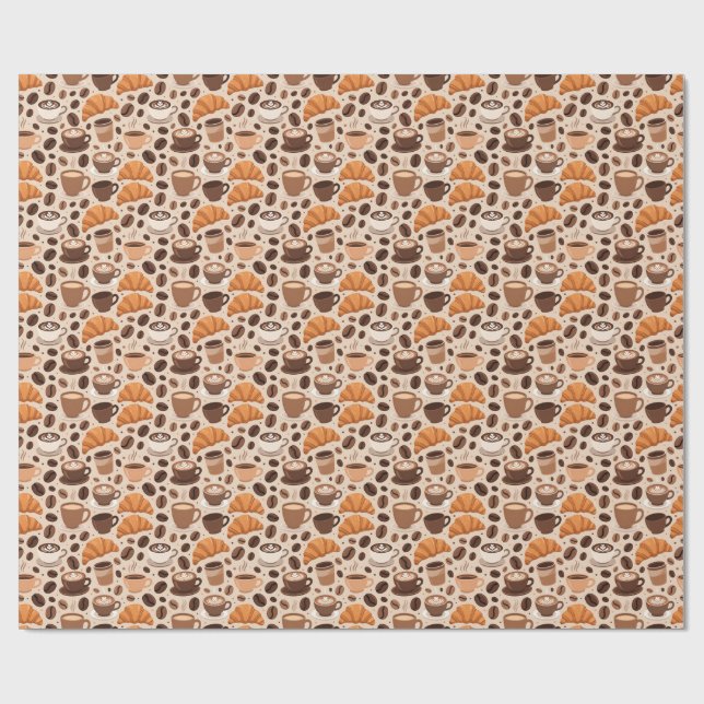 Modern Coffee Aesthetic Pattern Geschenkpapier (Flach)