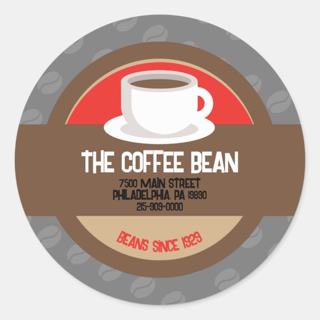 Modern Coffee Bean Café Business Card Runder Aufkleber (Vorderseite)