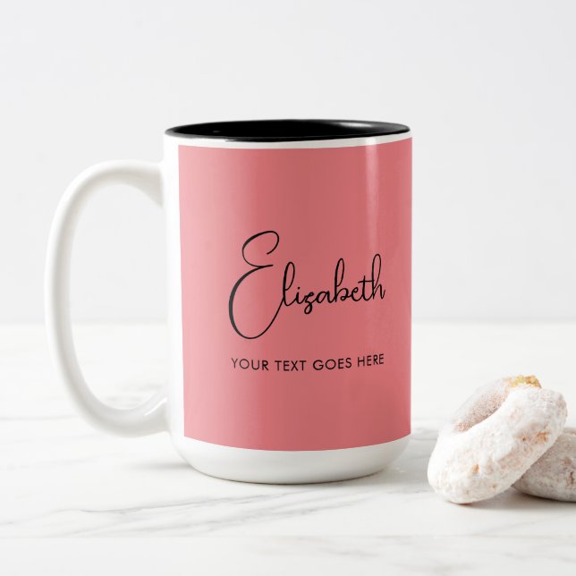 Modern Coffee Mugs Typografie Textname Zweifarbige Tasse (Mit Donut)