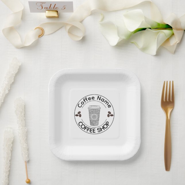 Modern Coffee Shop Café Tee Bar Custom Barista Pappteller (Hochzeit)