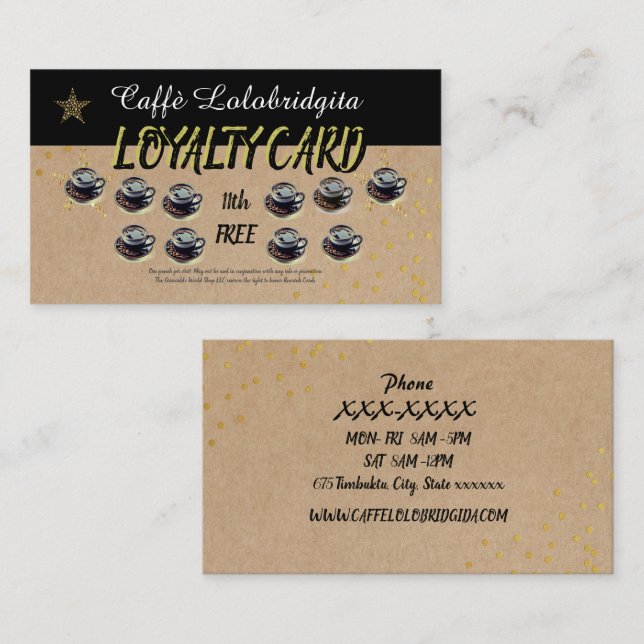 Modern Coffee Shop Loyalty Business Loyalty Card Visitenkarte (Vorne/Hinten)