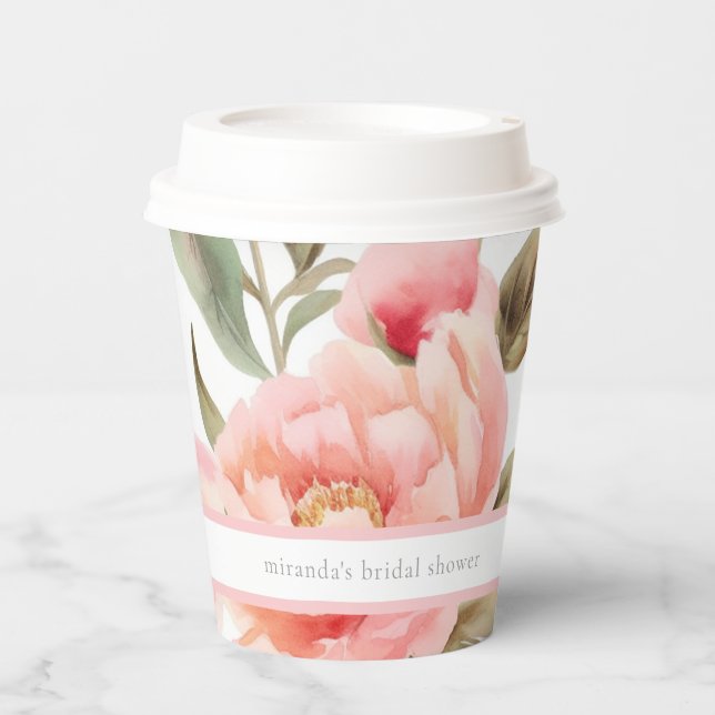 Modern Cogingcore Blush Peony Pappbecher (Vorderseite)