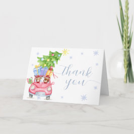 Modern Cold Outside Reindeer Bear Baby Shower Dankeskarte