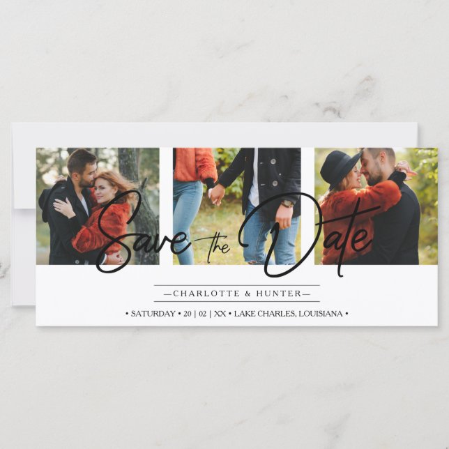 Modern Collage 3 Custom Photos Engagement Couple (Vorderseite)
