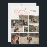 Modern Collage Christmas Red 8 Foto Glückest Feiertagskarte<br><div class="desc">Modern Collage Weihnachten 8 Foto Happiest Holiday Card. Diese trendige Karte enthält eine Foto-Collage von 9 Fotos der Familie auf der Vorderseite mit benutzerdefiniertem Text und Hintergrund.</div>