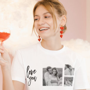 Modern Collage Couple Foto & Liebe Ihr Schönheitsg T-Shirt