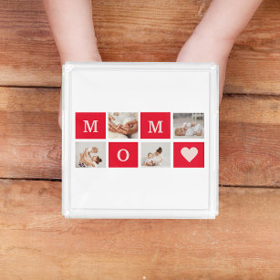 Modern Collage Foto & Best Mom Ever Gift Acryl Tablett