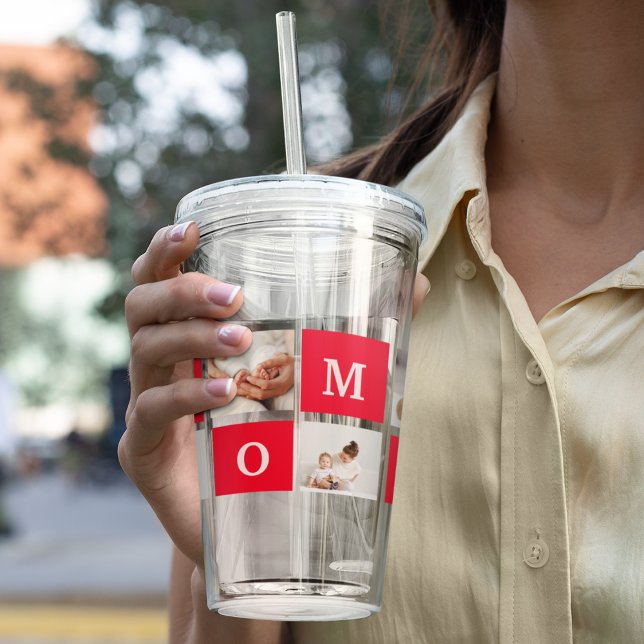 Modern Collage Foto & Best Mom Ever Gift Acryltrinkbecher (Von Creator hochgeladen)
