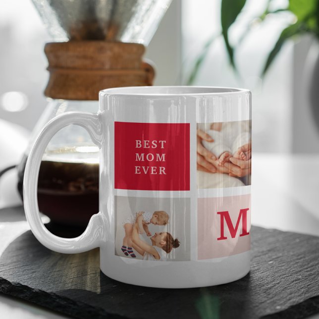 Modern Collage Foto & Best Mom Ever Gift Tasse (Von Creator hochgeladen)