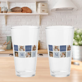 Modern Collage Foto & Blue Happy Vathers Day Gift Glas