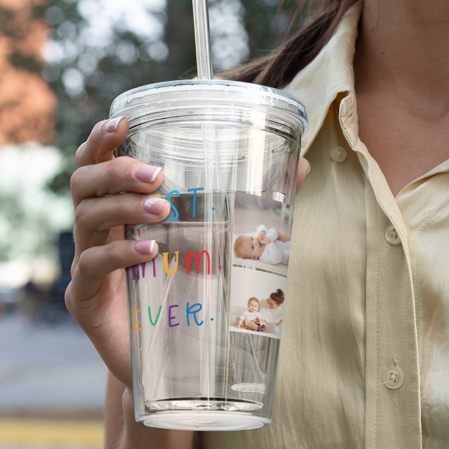 Modern Collage Foto & Colorful Best Mum Ever Gesch Acryltrinkbecher (Von Creator hochgeladen)