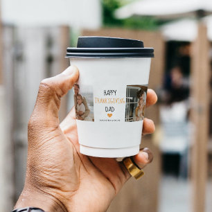 Modern Collage Foto & Happy Thanksgiving Dad Pappbecher