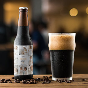 Modern Collage Foto Happy Thanksgiving Großvater Bierflaschenetikett