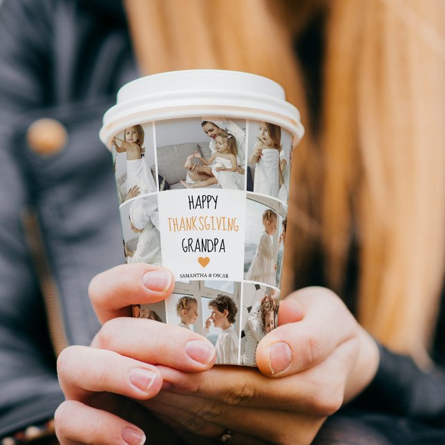 Modern Collage Foto Happy Thanksgiving Großvater Pappbecher (Von Creator hochgeladen)