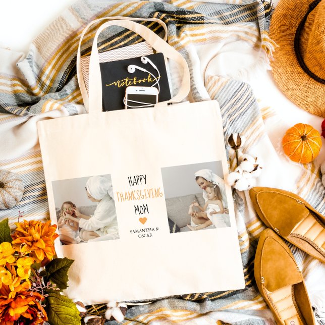 Modern Collage Foto Happy Thanksgiving-Mama Tragetasche (Von Creator hochgeladen)