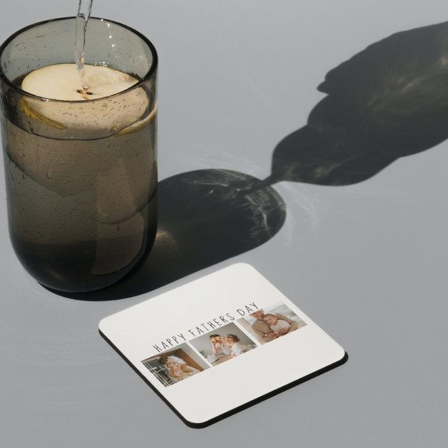 Modern Collage Foto & Happy Vathers Day Bestes Ges Rechteckiger Pappuntersetzer (Von Creator hochgeladen)