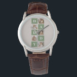 Modern Collage Foto & Happy Vathers Day Gift Armbanduhr<br><div class="desc">Ein modernes Collage Foto ist eine kreative Art, jemanden zu feiern und zu ehren, der in deinem Leben etwas Besonderes ist, wie deinen Vater, am Vatertag. Es geht darum, verschiedene Fotos zu kompilieren und sie visuell ansprechend zusammenzufügen, um eine zusammenhängende und sinnvolle Komposition zu schaffen. Um ein modernes Collage Foto...</div>