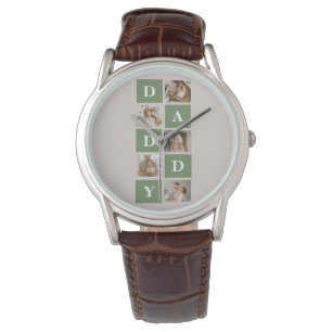 Modern Collage Foto & Happy Vathers Day Gift Armbanduhr