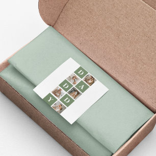 Modern Collage Foto & Happy Vathers Day Gift Quadratischer Aufkleber