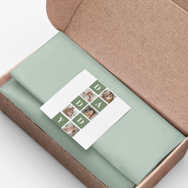 Modern Collage Foto & Happy Vathers Day Gift Quadratischer Aufkleber (Von Creator hochgeladen)