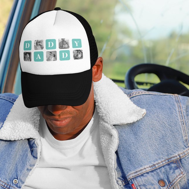 Modern Collage Foto Happy Vathers Day Gift Truckerkappe (Von Creator hochgeladen)