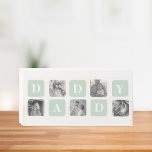 Modern Collage Foto Mint & Happy VathersDay-Gesche Holzkisten Schild<br><div class="desc">Was ein fröhliches Vatertagsgeschenk angeht, könnte eine moderne Collage Foto Minze eine großartige Option sein, wenn Ihr Vater gerne fotografiert oder ein besonderes Kunstinteresse hat. Sie könnten eine Auswahl von Fotos auswählen, die ihm wichtig sind, wie Familienportraits oder Bilder von denkwürdigen Reisen, und sie so ordnen, dass sie eine Geschichte...</div>
