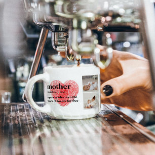 Modern Collage Foto & Red Heart Mother Gift Espressotasse