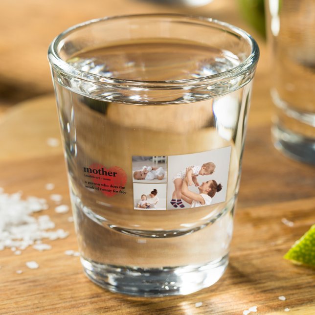 Modern Collage Foto & Red Heart Mother Gift Schnapsglas (Von Creator hochgeladen)