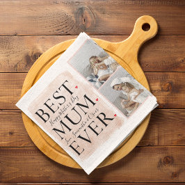 Modern Collage Foto von Pink Happy Mothers Day Geschirrtuch