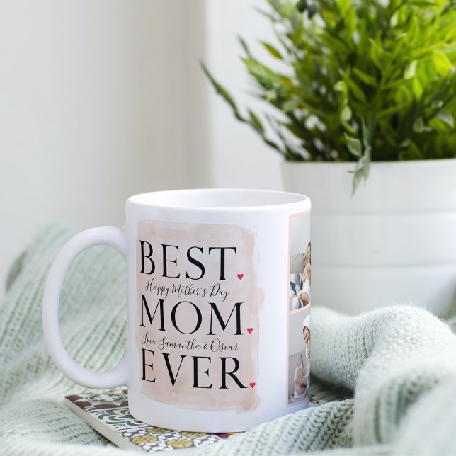 Modern Collage Foto von Pink Happy Mothers Day Tasse (Von Creator hochgeladen)
