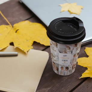 Modern Collage Photo Happy Thanksgiving Grandma Pappbecher