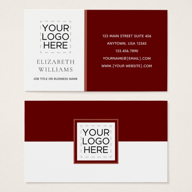 Modern Color Block Burgundy Maroon Business Cards (Vorne & Hinten)