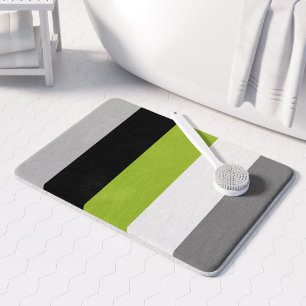 Modern Color Block Stripes Lime Green Gray Black Badematte