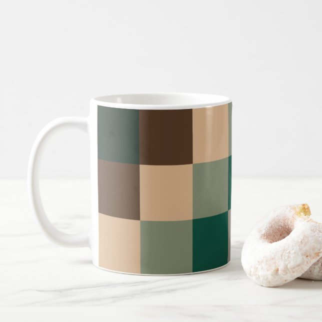 Modern Color Checks Checkerboard Kaffeetasse (Mit Donut)