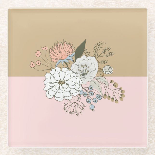 Modern Colorblock Bouquet Glasuntersetzer (Vorderseite)