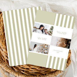 Modern Colorblock Green Stripe Christmas Photo Feiertagskarte