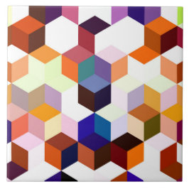 Modern Colorful 3d Cubes and Hexagons pattern Fliese